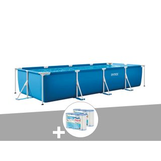 Kit piscine tubulaire rectangulaire 4,50 x 2,20 x 0,84 m + 6 cartouches - Intex