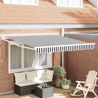 vidaXL Auvent rétractable anthracite/blanc 3x2,5 m tissu et aluminium