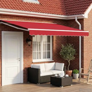 Vidaxl Auvent rétractable manuel Orange, Noir et Jaune 4 × 3 m