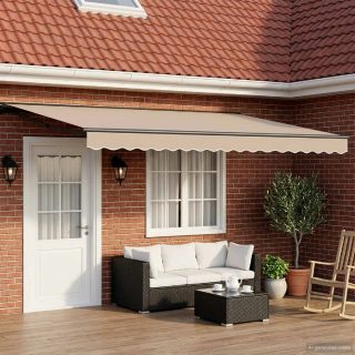 vidaXL Cadre de store manuel avec LEDs Beige et Anthracite 4,5 × 3 m