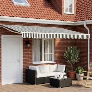 vidaXL Auvent rétractable manuel Anthracite et blanc 4 × 3 m