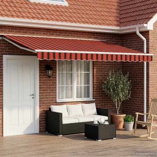 vidaXL Auvent rétractable électrique Orange, Noir et Jaune 4,5 × 3,5 m