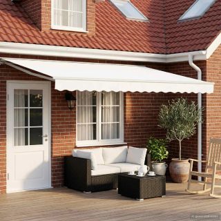 vidaXL Auvent rétractable manuel Blanc 4 × 3 m