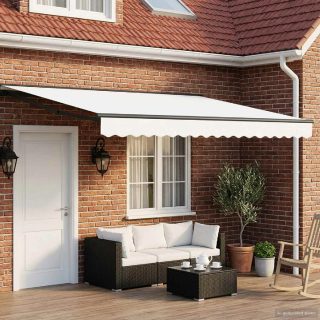vidaXL Cadre de store manuel avec LEDs Blanc et anthracite 4,5 × 3 m
