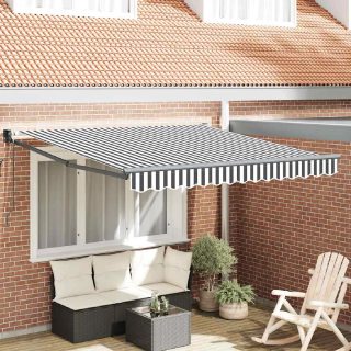Vidaxl Auvent rétractable anthracite/blanc 3x2,5 m tissu et aluminium