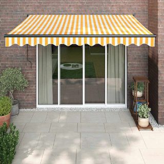 vidaXL Auvent rétractable jaune et blanc 3x2,5 m tissu et aluminium