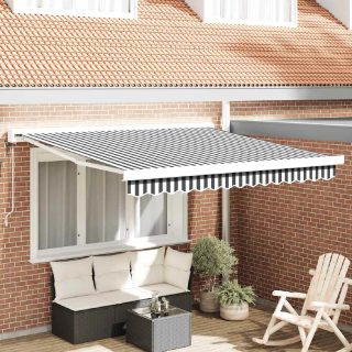 vidaXL Auvent rétractable anthracite/blanc 3x2,5 m tissu et aluminium
