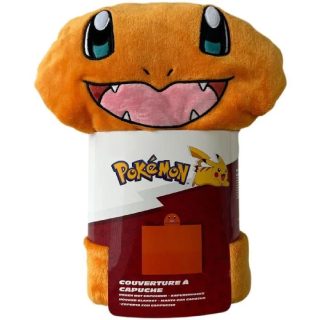Pokemon Plaid a capuche 3D - Salameche - 120 x 150 cm - Ultra doux - Coloré