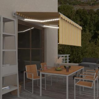 Vidaxl Auvent automatique capteur de vent et LED 3x2,5m