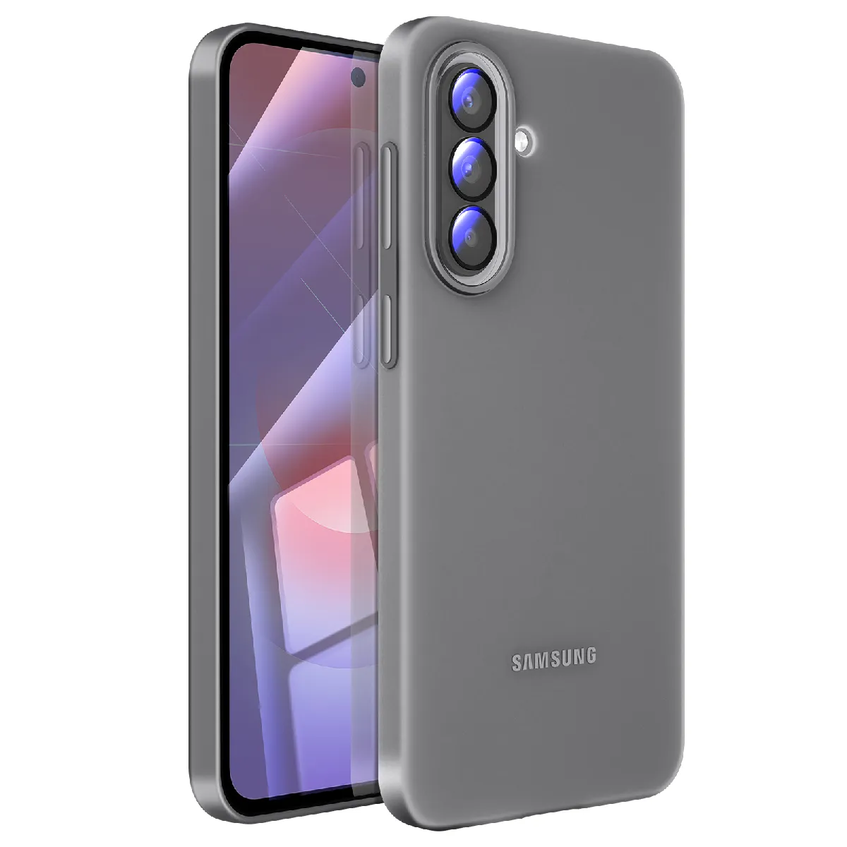 Samsung Coque pour Samsung Galaxy A37 en Silicone Lisse avec Rebords Surélevés Gris