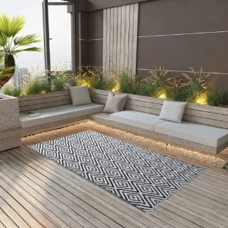 VidaXL Tapis d'extérieur - 120x180 cm - Blanc et noir