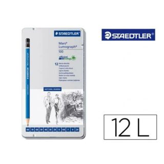 Staedtler Mars Lumograph - Boîte Métallique de 12 Crayons de Dessin Premium