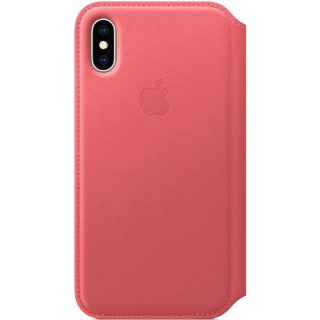 Apple iPhone XS Leather Folio - Rose Pivoine