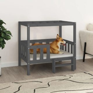 Vidaxl Lit pour chien Gris 95,5x73,5x90 cm Bois de pin solide