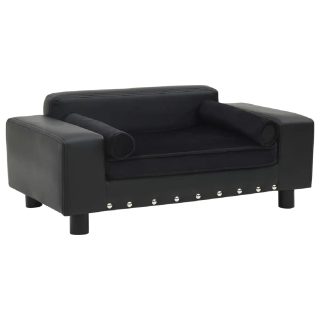 Vidaxl Canapé pour Chien Noir 81x43x31 cm Peluche et Similicuir Sofa pour Chat 170954