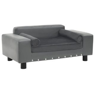Vidaxl Canapé pour Chien Gris 81x43x31 cm Peluche et Similicuir Sofa pour Chat 170953