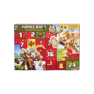Minecraft Calendrier de l’Avent Mattel - 3 Figurines articulées - 15 Accessoires - Code digital