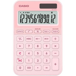 Casio MS-20YC Calculatrice de Bureau Basique 12 Chiffres Rose Clair