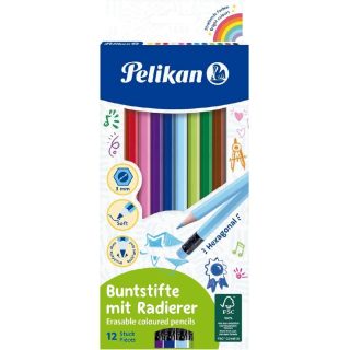Pelikan Boîte de 12 crayons de couleur effaçables hexagonaux