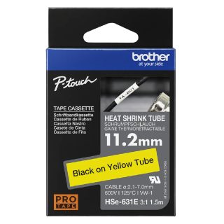 Brother HSe-631E Ruban Thermorétractable - Noir sur Jaune PT-D800W PT-E300 PT-E300VP PT-E550WVP PT-P700 PT-P750W PT-P900W PT-P950NW