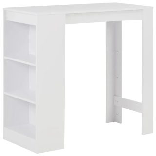 Vidaxl Table de bar avec étagère Blanc 110x50x103 cm