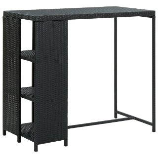 Vidaxl Table de bar avec rangement Noir 120x60x110 cm Résine tressée
