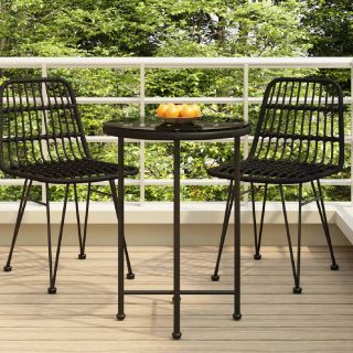 vidaXL Table de salle à manger Noir Ø55 cm