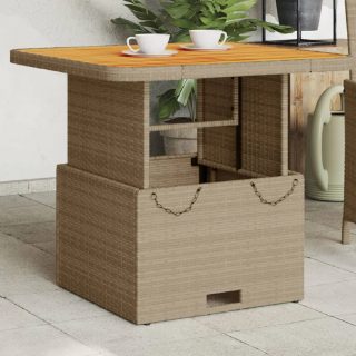 vidaXL Table de jardin - Beige 80x80x71 cm - Résine tressée