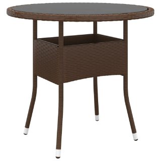 Vidaxl Table de jardin Ø80 cm Résine tressée et verre