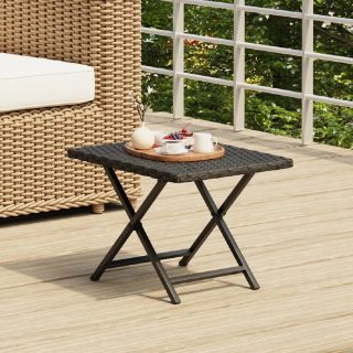 VIDAXL Table pliable 45x35x32 cm - Résine tressée noire