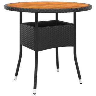 VIDAXL Table de jardin Ø80x75 cm - Résine tressée/bois d'acacia noir