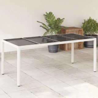 vidaXL Table de jardin - Blanc résine tressée