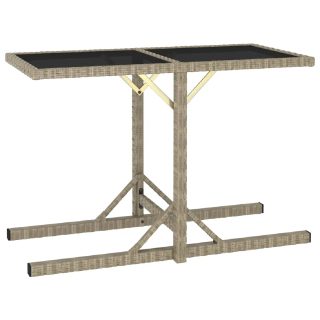 vidaXL Table de jardin - Beige résine tressée