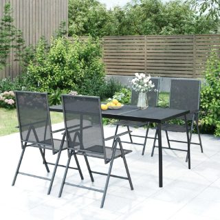 vidaXL Table de jardin anthracite - Treillis d'acier