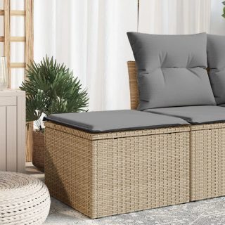 Vidaxl Tabouret de jardin - Coussins beige - 55x55x37 cm