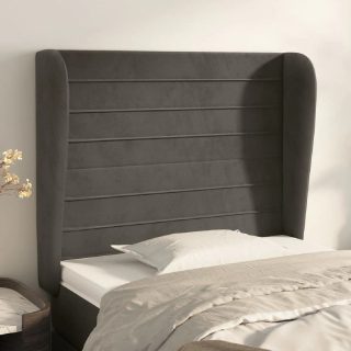 vidaXL Tête de lit avec oreilles - Gris foncé
