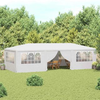 vidaXL Tente de réception avec parois latérales 4x9 m Blanc 90 g/m²