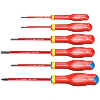 Facom Jeu de 6 Tournevis Protwist isolés 1000V (plats et pozidriv) ATDVE.J6PB