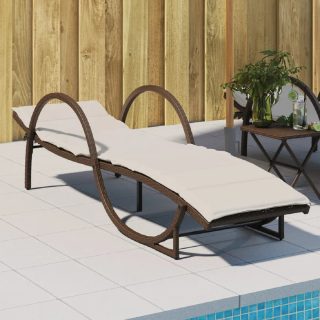 Chaise Longue Résine Tressée Marron 60x199x42 cm