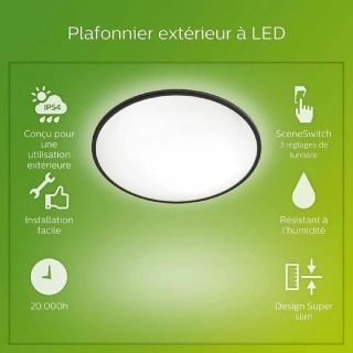 Philips Plafonnier LED SuperSlim - Noir