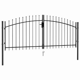 Vidaxl Portillon double porte avec dessus à pointe Acier 3x1 25 m