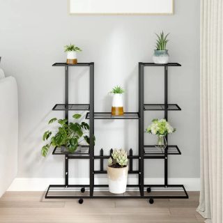vidaXL Jardinière avec roues 94,5x24,5x91,5 cm Noir