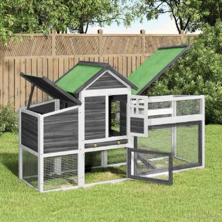 Vidaxl Poulailler gris 186 5x58 5x113 cm bois massif de pin 172229