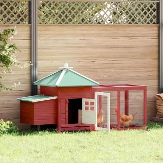 vidaXL Poulailler avec Nichoir - Rouge - 190x72x102 cm