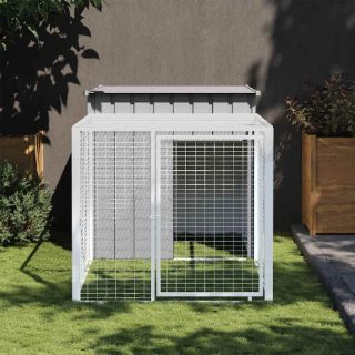 vidaXL Poulailler avec cour gris 110x201x110 cm