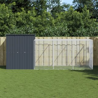 Vidaxl Poulailler cour anthracite 165x455x181 cm