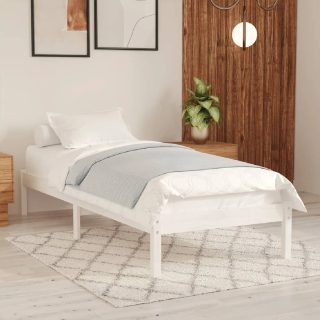 vidaXL Cadre de Lit en Bois Massif - Blanc 90x200 cm