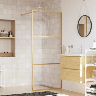 Vidaxl Paroi de douche avec verre ESG transparent doré 80x195 cm