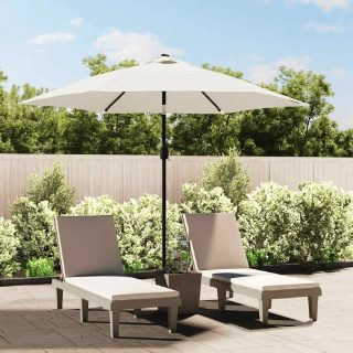 Vidaxl Parasol sable blanc 3 m mât en acier 40770