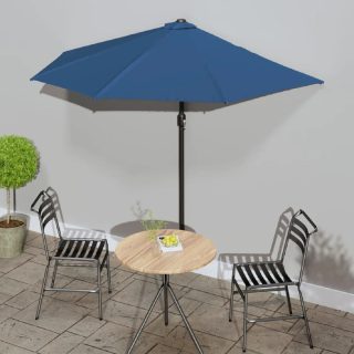 Vidaxl Parasol de balcon avec mât en aluminium Bleu 270x144x222cm Demi 312501